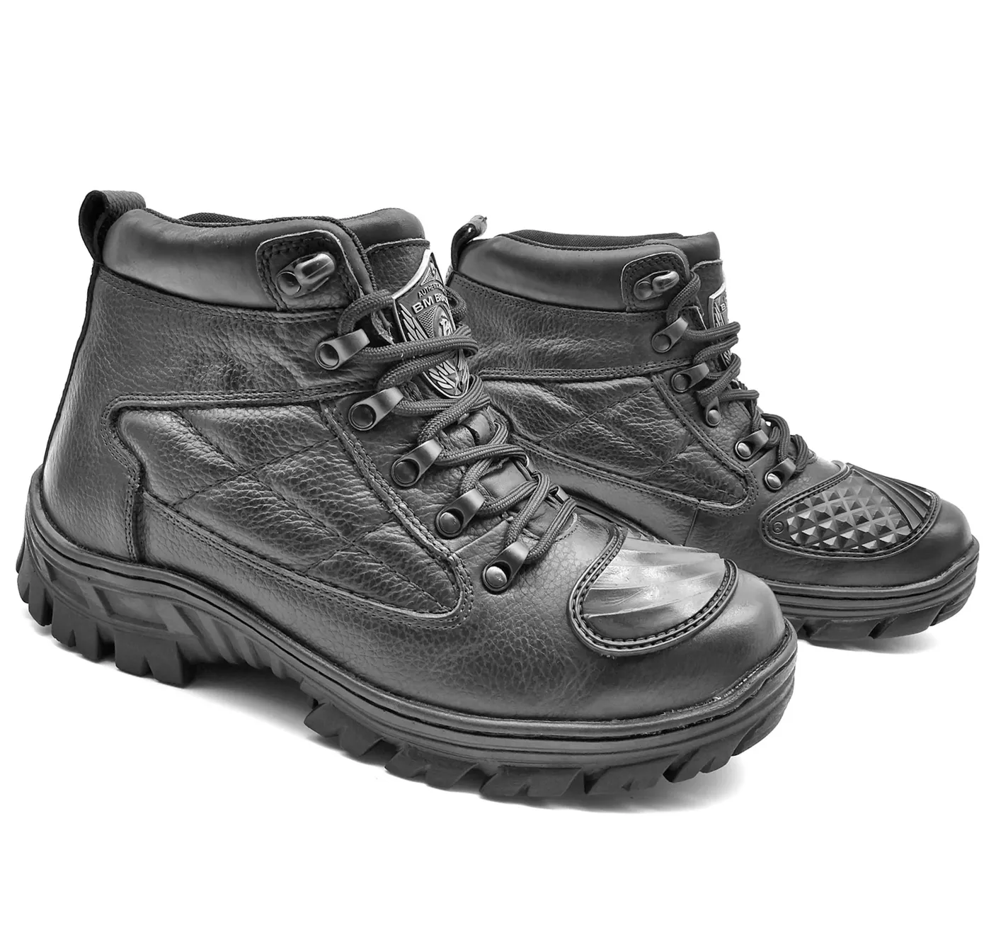 Tactical Boots Black Genuine Leather Motorcycle Rider Lace Up Ankle