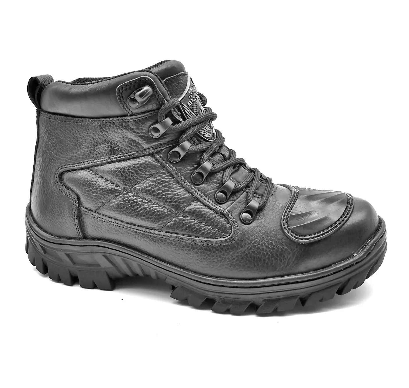Tactical Boots Black Genuine Leather Motorcycle Rider Lace Up Ankle