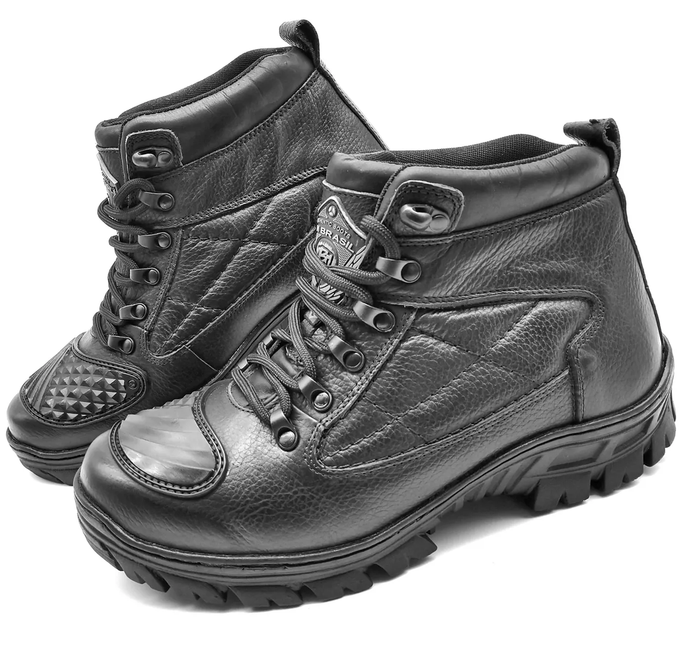 Tactical Boots Black Genuine Leather Motorcycle Rider Lace Up Ankle