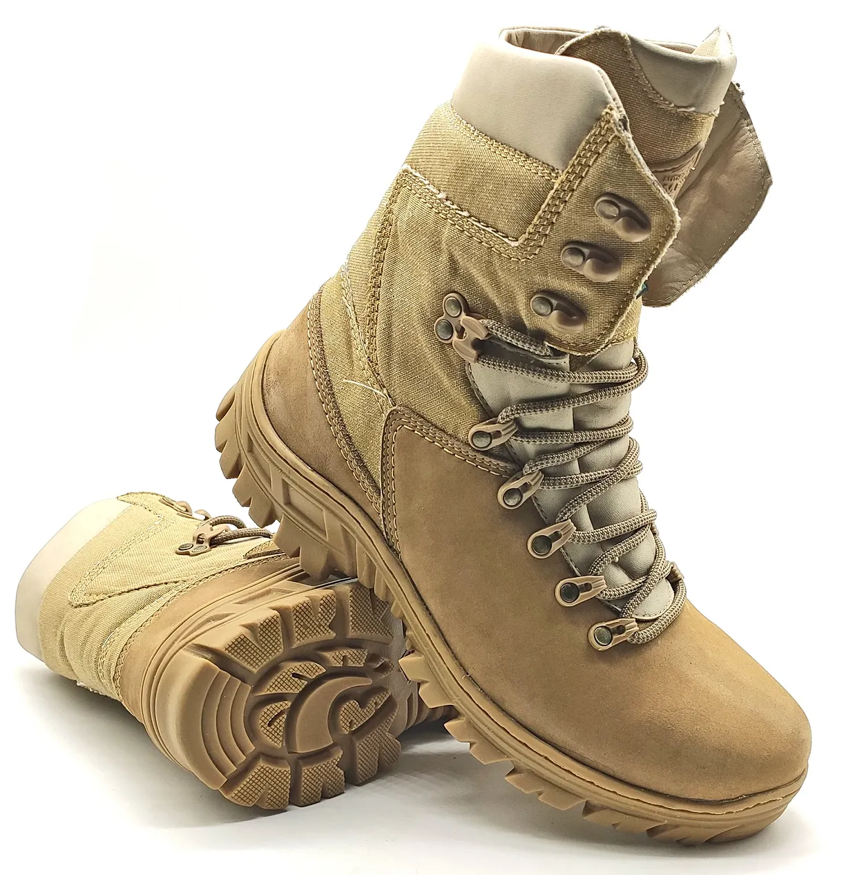Tactical Boots Desert Sand Genuine Leather and Canvas Army Combat