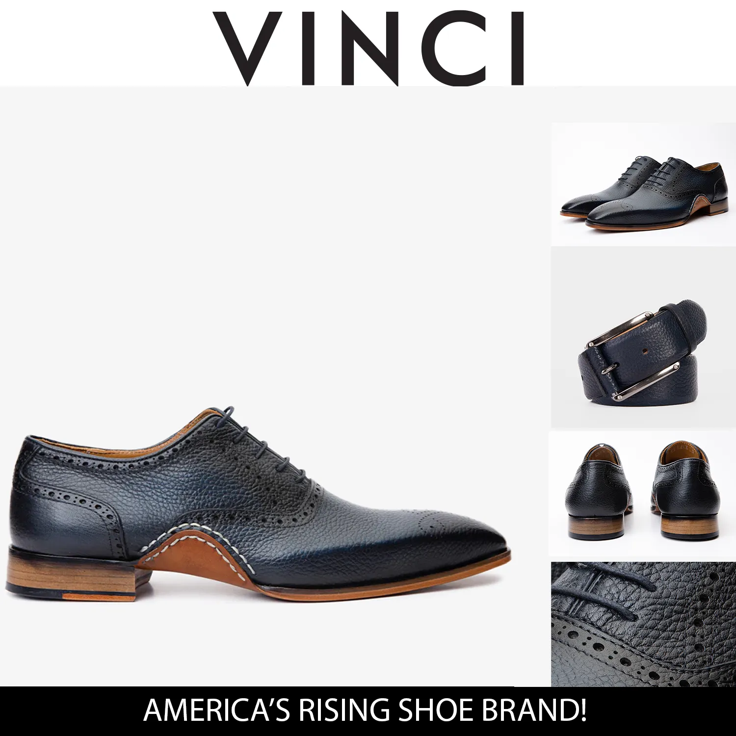 The Draco Handmade Navy Blue Semi Brogue Oxford Men Shoe