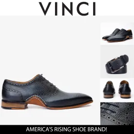 The Draco Handmade Navy Blue Semi Brogue Oxford Men Shoe